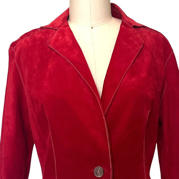 Vintage Di Vita Women’s Red Soft Suede Jacket Y2k Size 4 - Picture 4 of 11